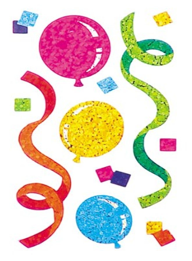 Jillson Roberts Bulk Roll Birthday Themed Prismatic Stickers, Balloons/Streamers - 50 Repeats - Image 2